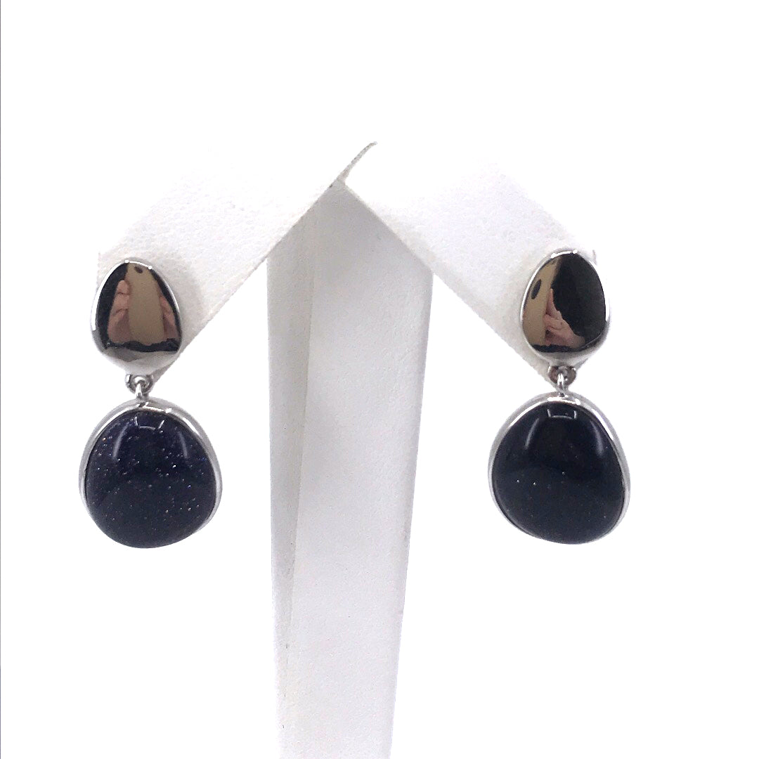 Sterling Silver Blue Stone Earrings - HK Jewels