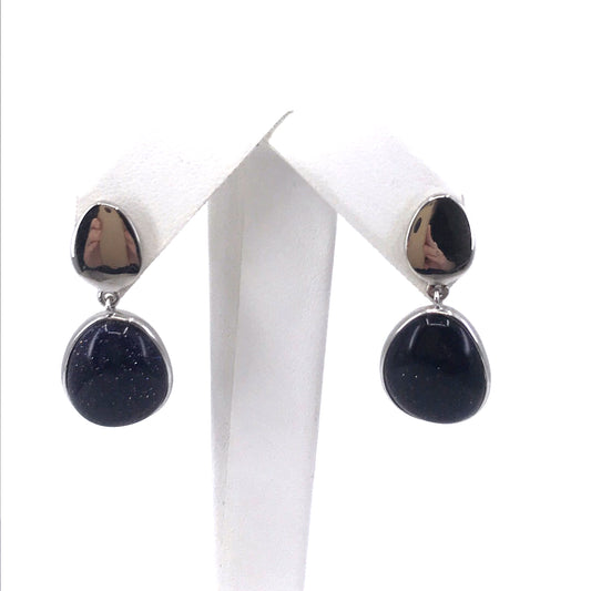 Sterling Silver Blue Stone Earrings - HK Jewels