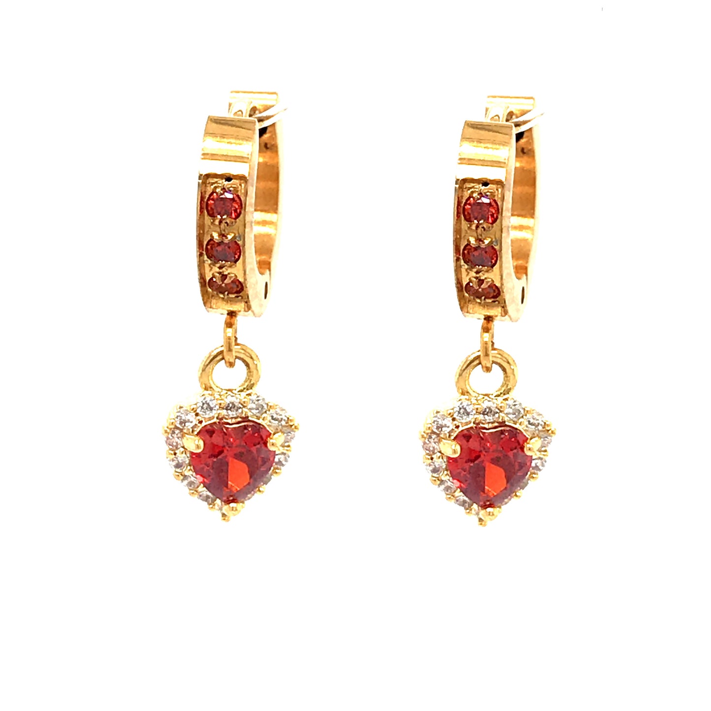 Surgical Steel Red Tiny Heart Earrings - HK Jewels