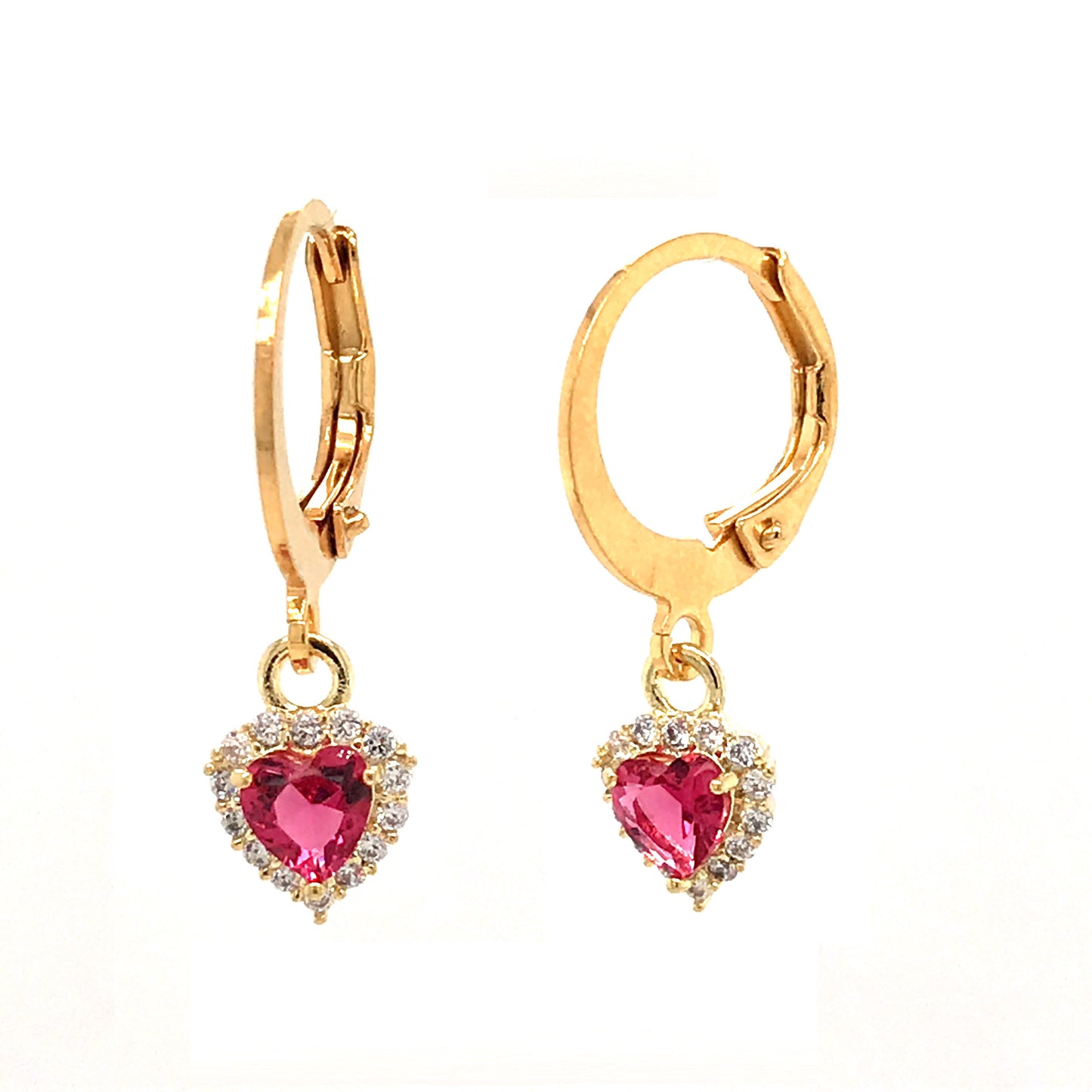 Surgical Steel Fuchsia Tiny Heart Earrings - HK Jewels