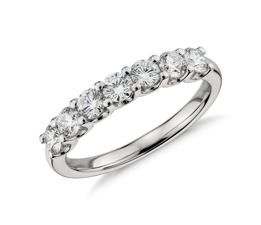 7 Diamond 14k White Gold U Shaped Ring - HK Jewels