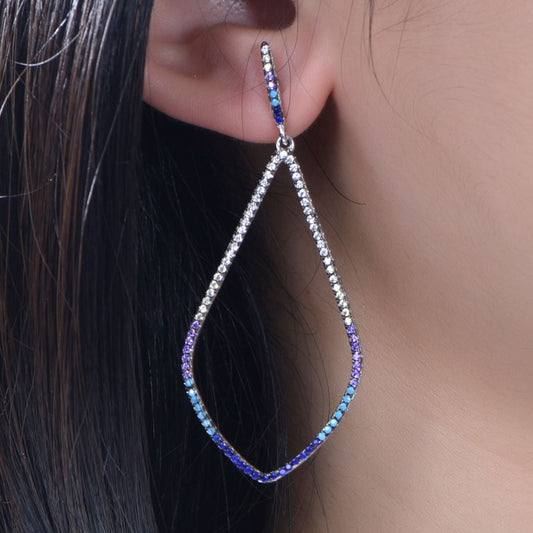 Sterling Silver Teardrop Colorful Earrings - HK Jewels