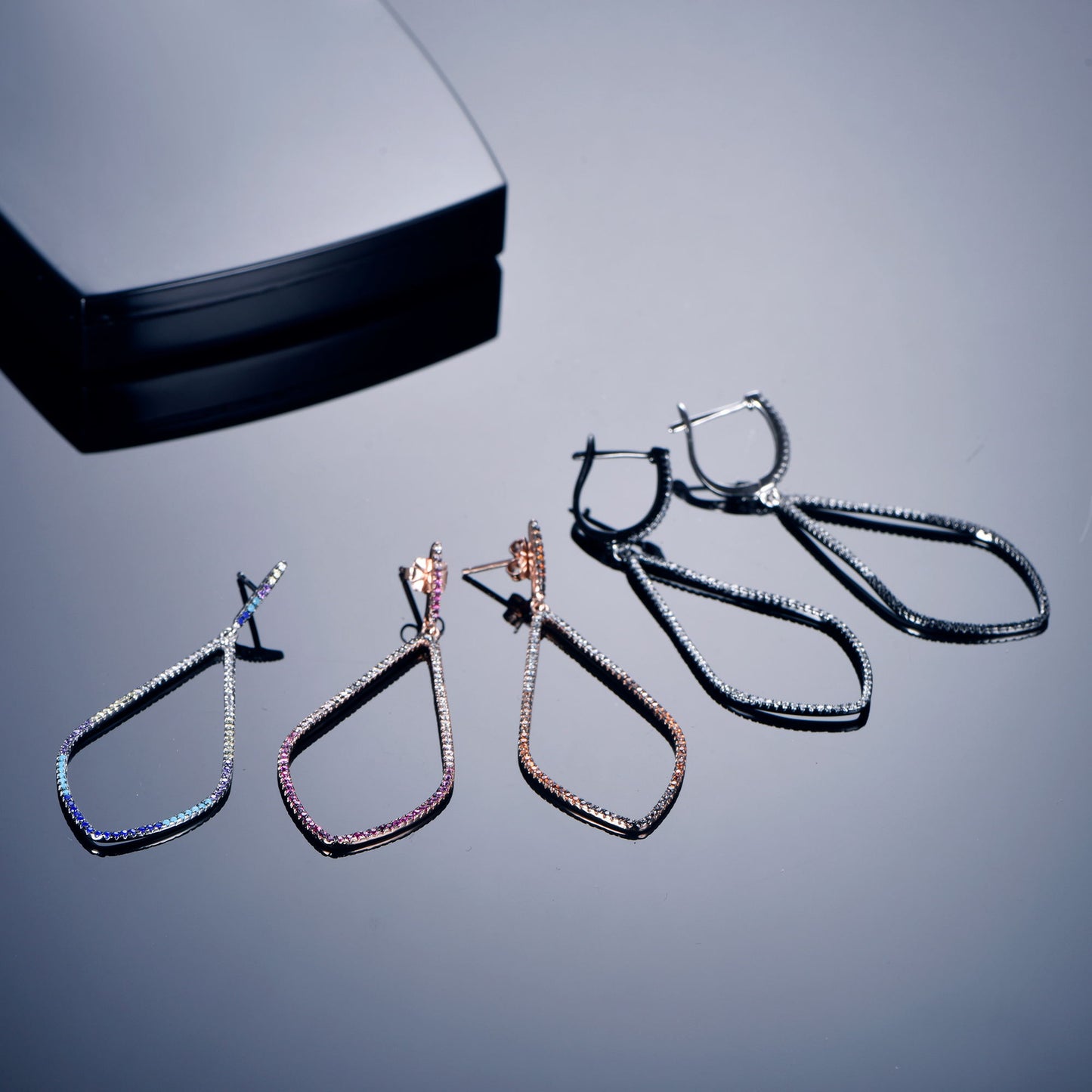 Sterling Silver Teardrop Colorful Earrings - HK Jewels