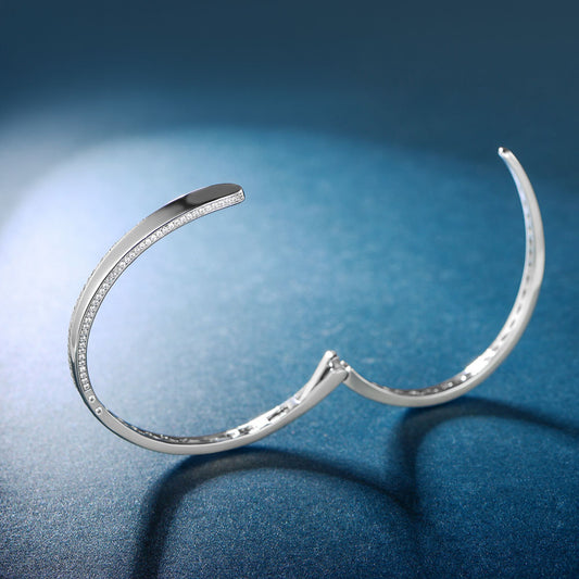 Sterling Silver Swirl Micropave Bangle - HK Jewels