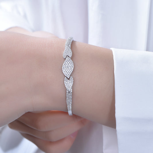Sterling Silver Micropave CZ Design Bracelet - HK Jewels