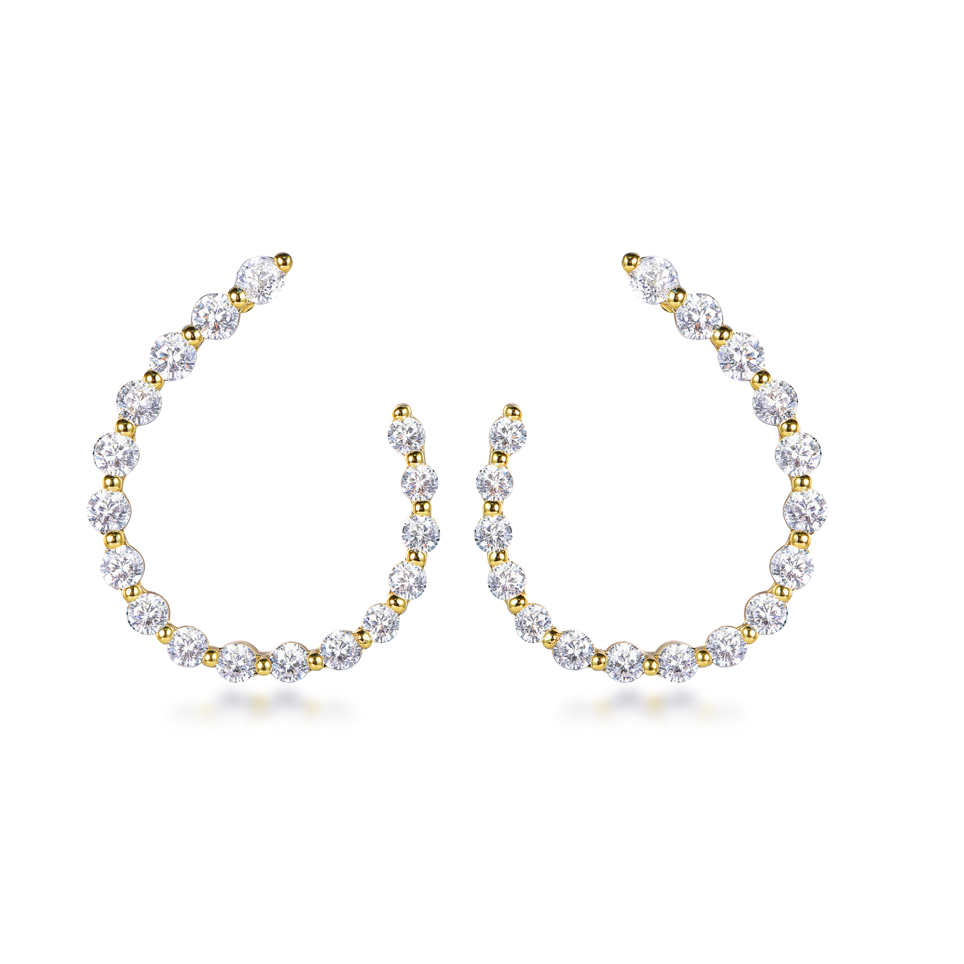 Sterling Silver CZ Front Back Earring - HK Jewels