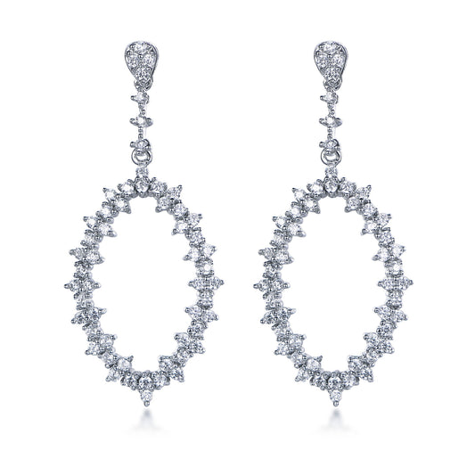 Sterling Silver CZ Marquis Earrings - HK Jewels