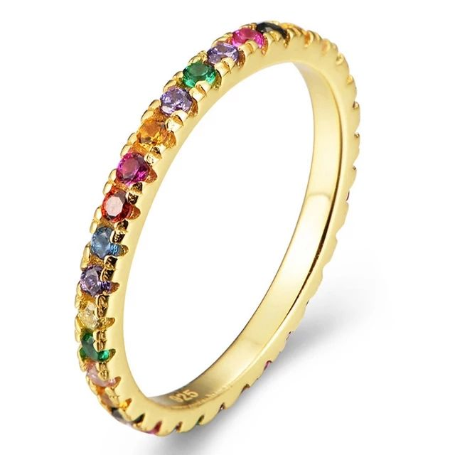 Sterling Silver Multicolor CZ Eternity Band - HK Jewels