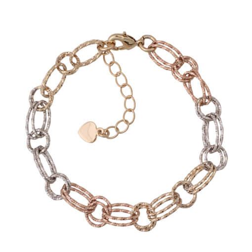 Double Sparkly Link Tricolor Bracelet - HK Jewels