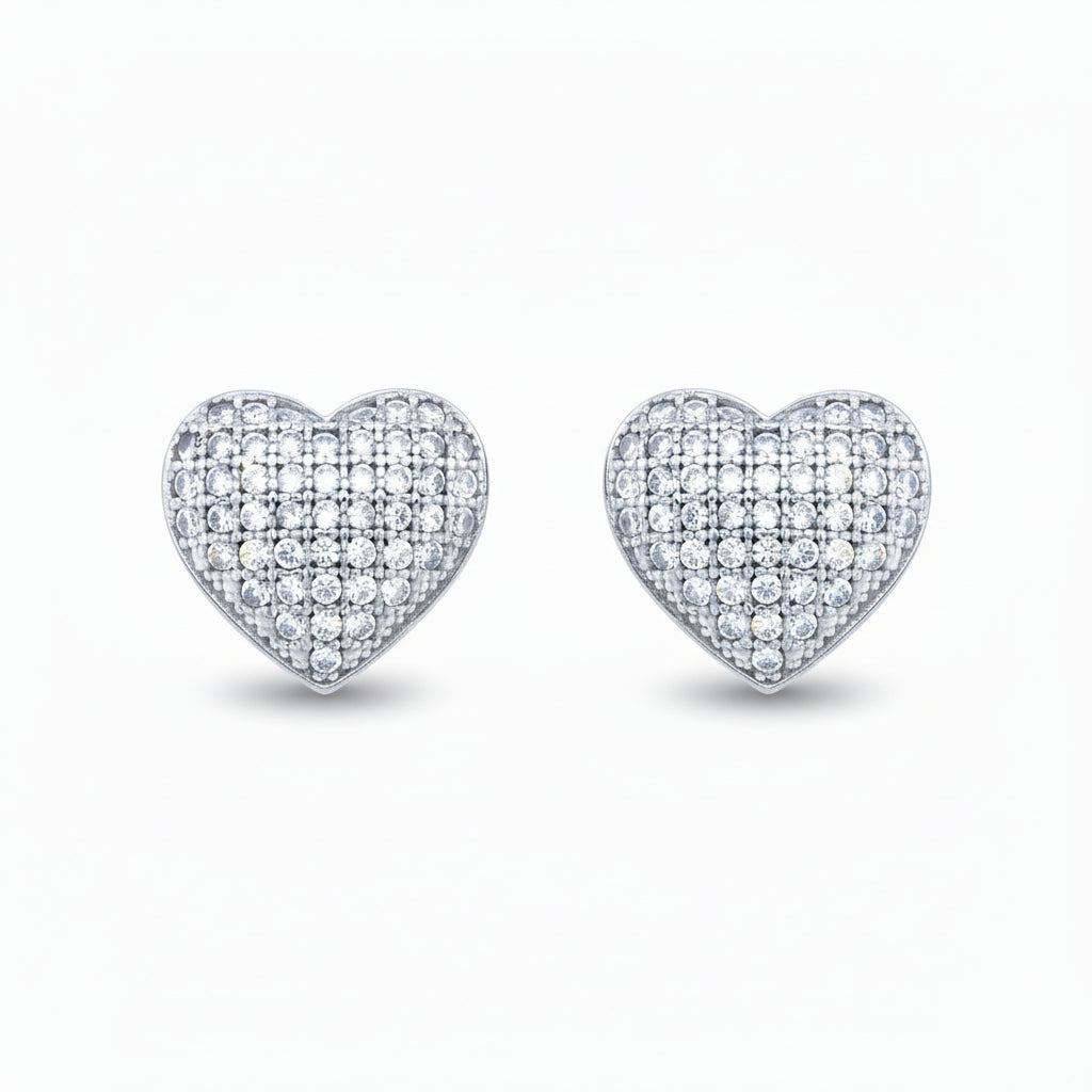 Sterling Silver Heart Stud Earrings - HK Jewels