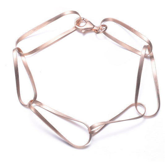 Rose Gold Plated Sterling Silver Link Bracelet - HK Jewels