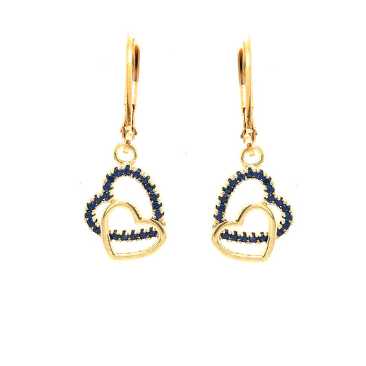 Surgical Steel Blue Double Heart Earrings - HK Jewels