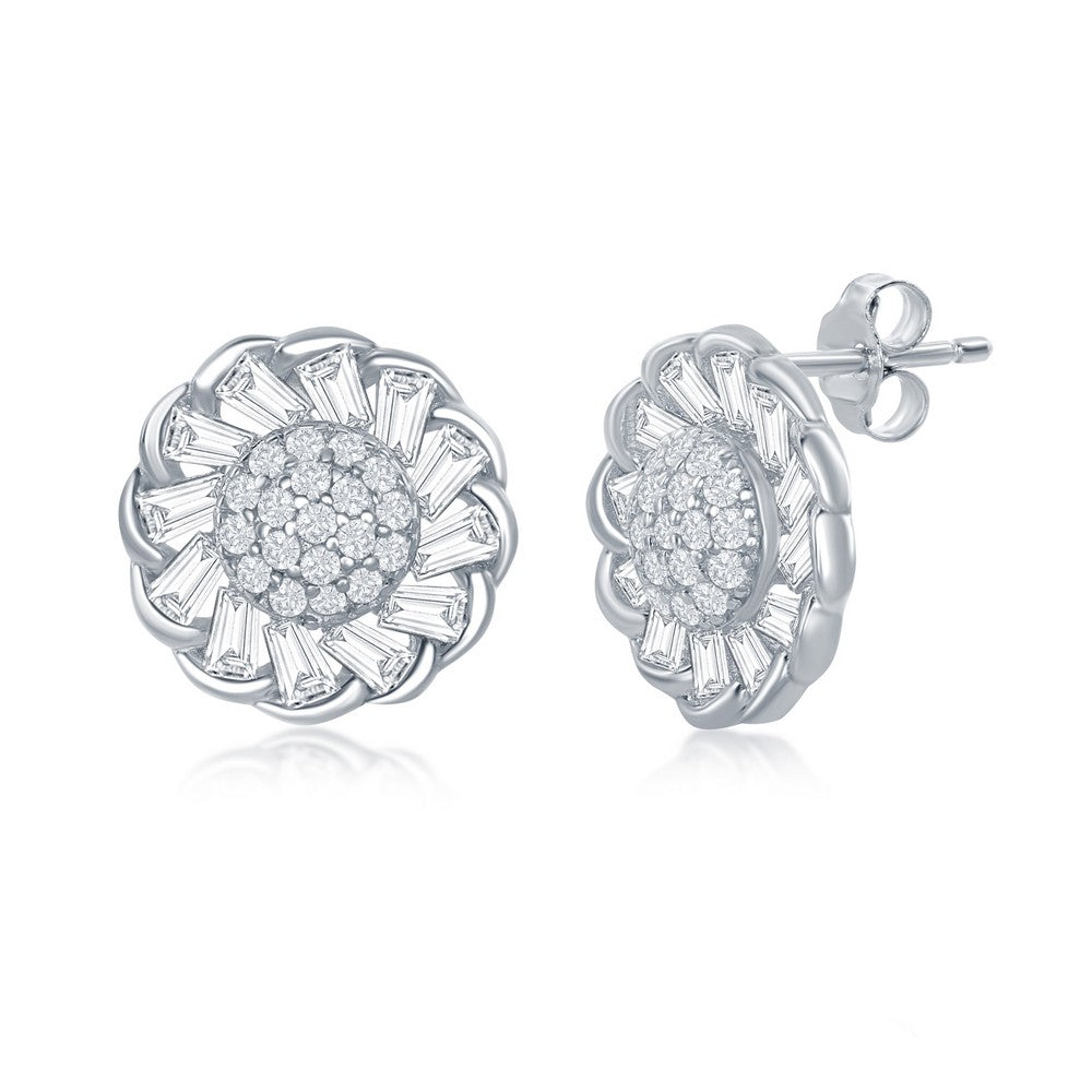Sterling Silver Flower Stud Earrings - HK Jewels
