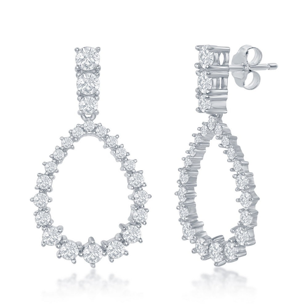 Sterling Silver Teardrop CZ Earrings - HK Jewels