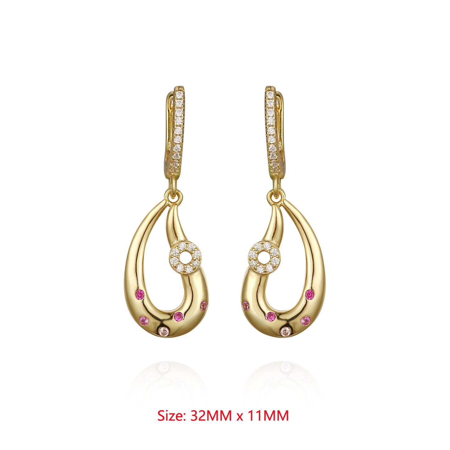 Sterling Silver Leaf With Sprinkled CZ Earring - HK Jewels