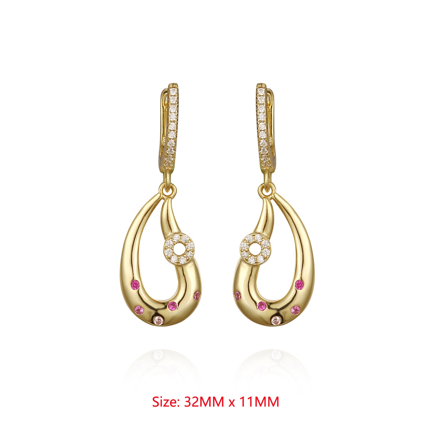 Sterling Silver Leaf With Sprinkled CZ Earring - HK Jewels