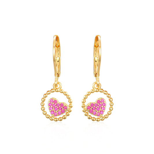 Surgical Steel CZ Circled Angled Heart Shape Earrings - HK Jewels
