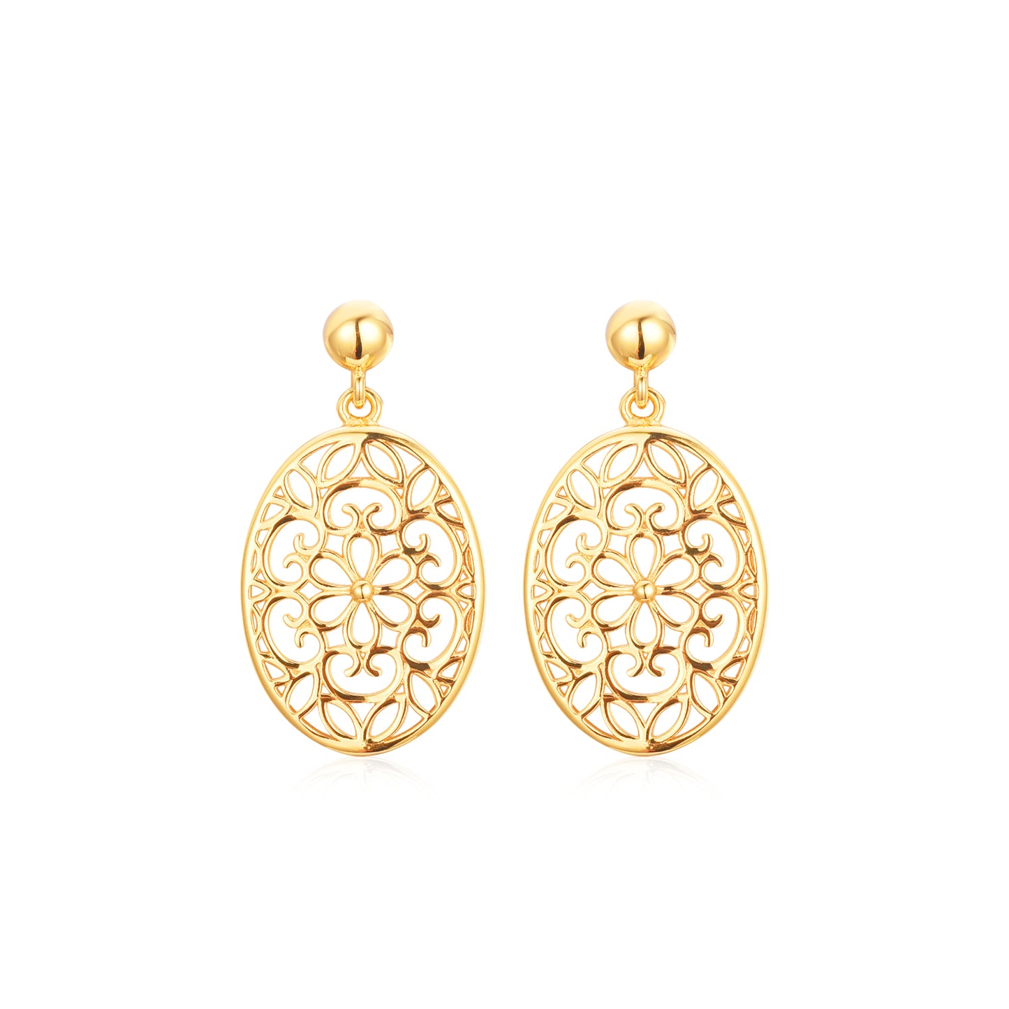 Sterling Silver Mother of Pearl Gold Overlay Earring - HK Jewels
