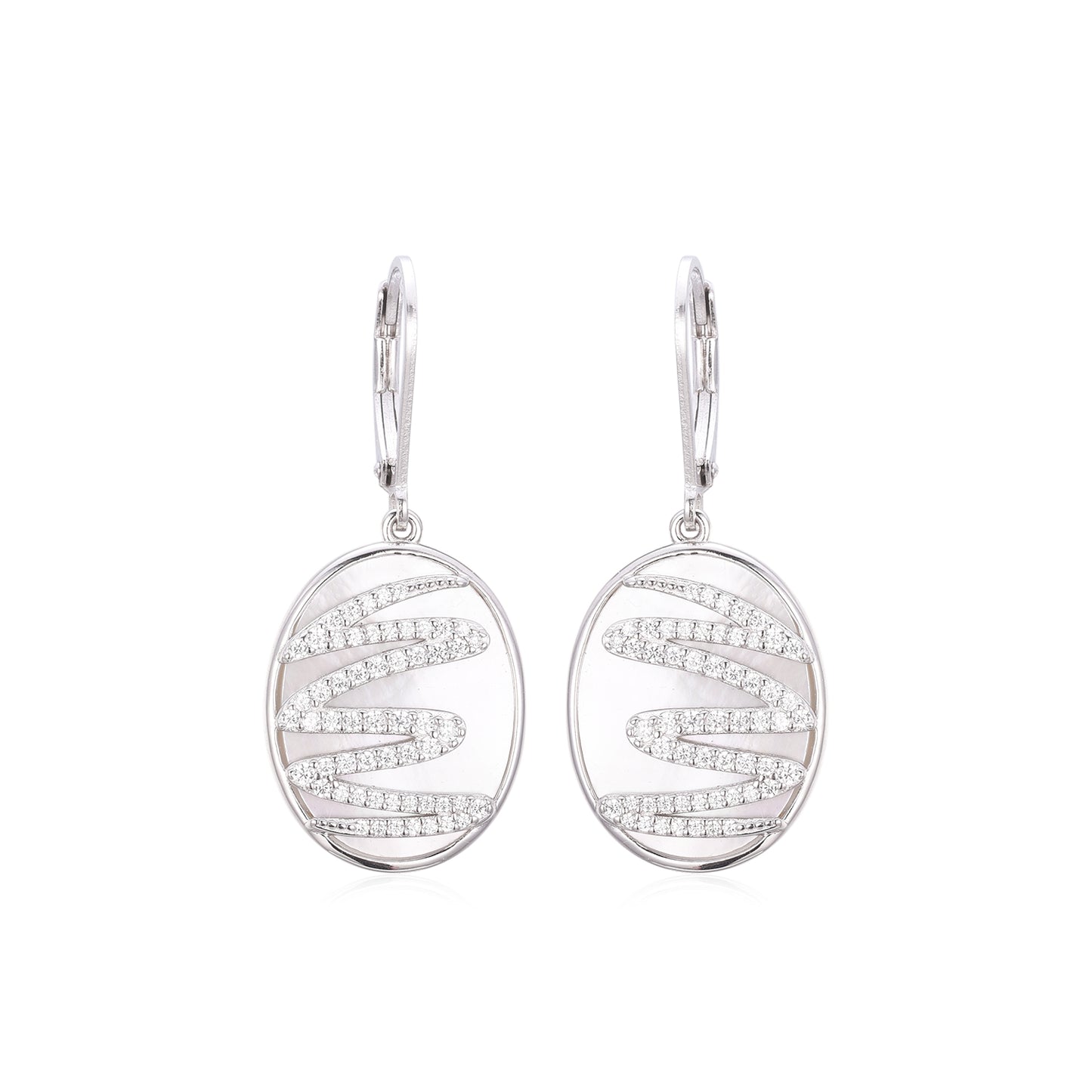 Sterling Silver Mother of Pearl With Squiggle Earring - HK Jewels
