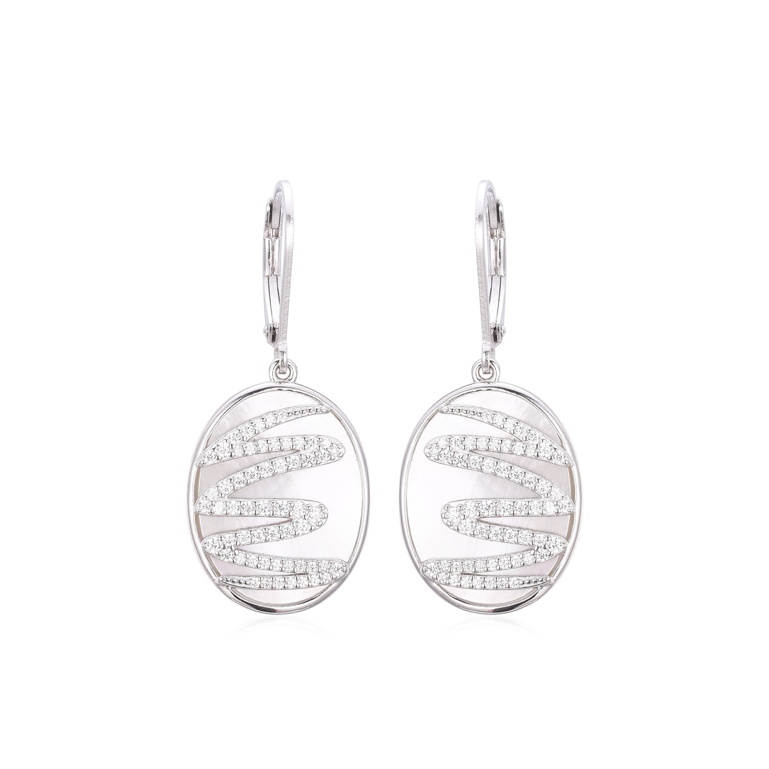 Sterling Silver Mother of Pearl With Squiggle Earring - HK Jewels