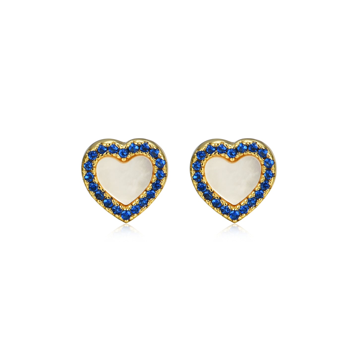 Gold Plated Surgical Steel Pretty and Colorful Heart Stud Earrings