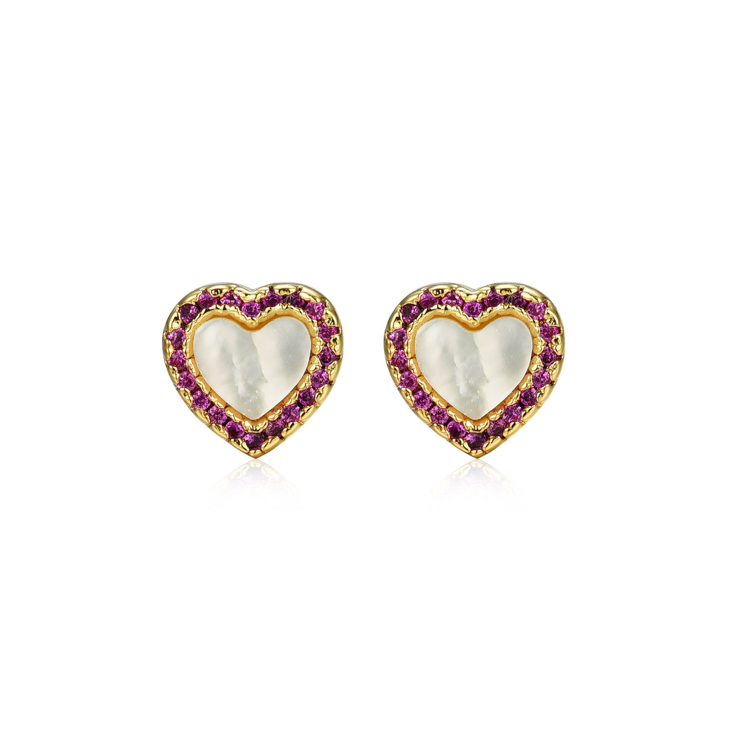 Gold Plated Surgical Steel Pretty and Colorful Heart Stud Earrings