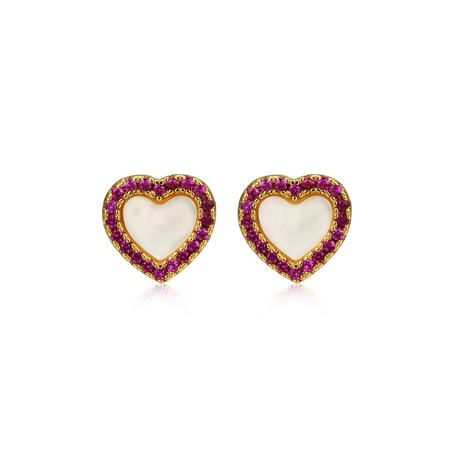 Gold Plated Surgical Steel Pretty and Colorful Heart Stud Earrings