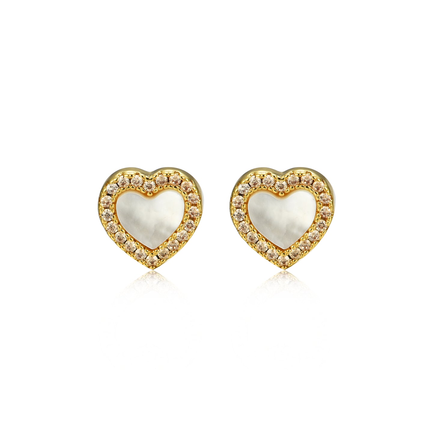 Gold Plated Surgical Steel Pretty and Colorful Heart Stud Earrings