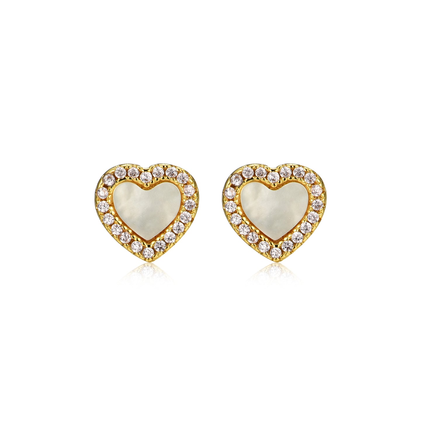 Gold Plated Surgical Steel Pretty and Colorful Heart Stud Earrings