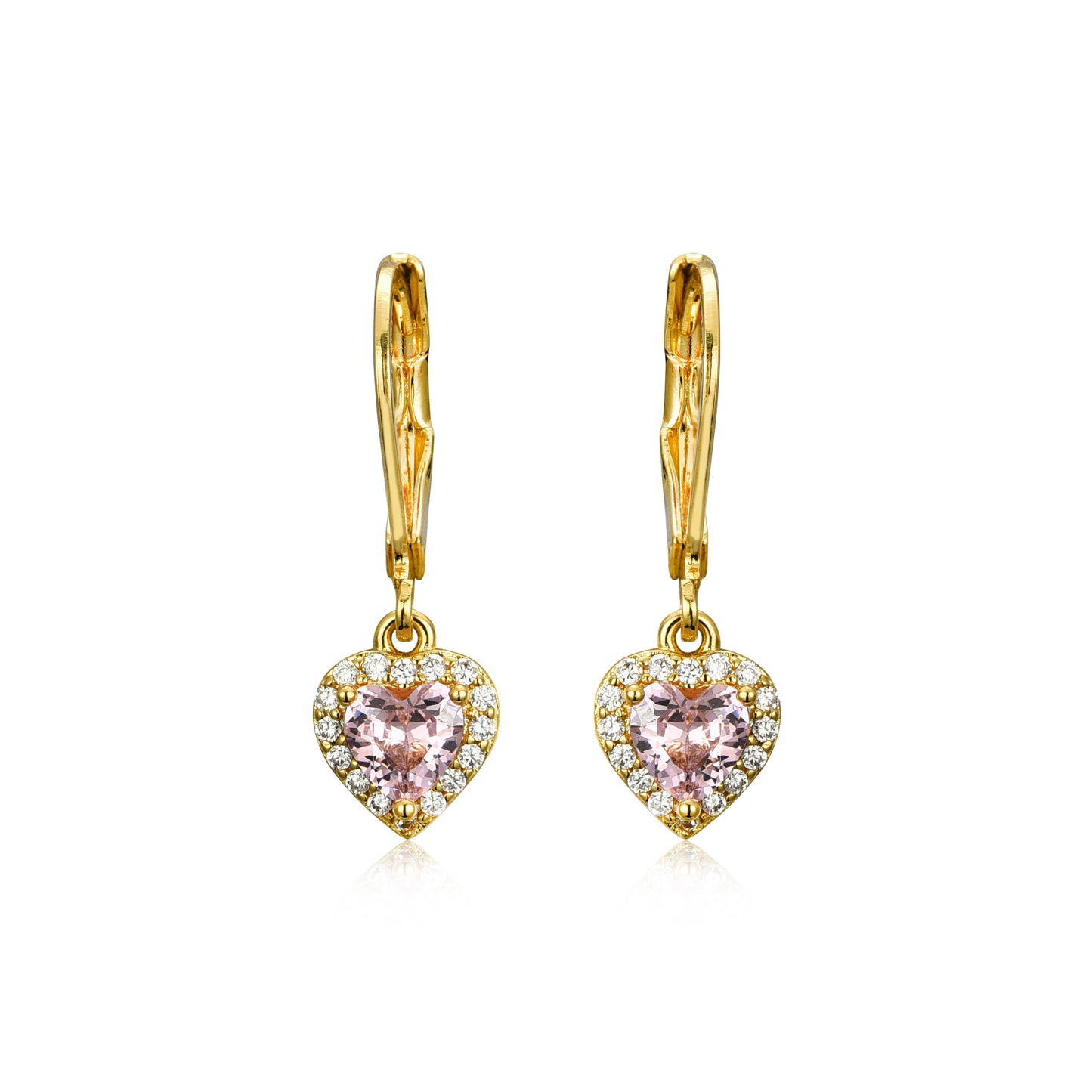 Gold Plated Surgical Steel CZ Border Heart Shape Earrings (8mm)