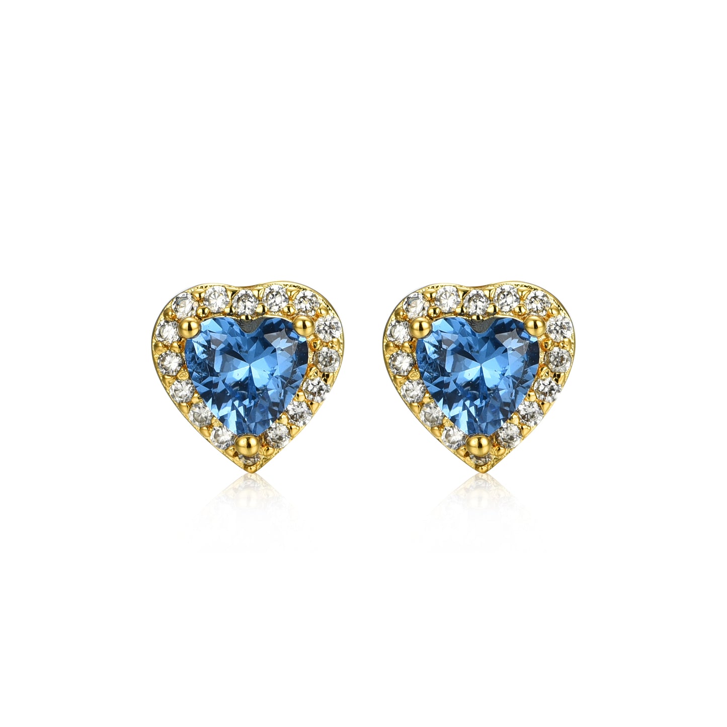 Gold Plated Surgical Steel CZ Border Heart Shape Earrings (8mm)