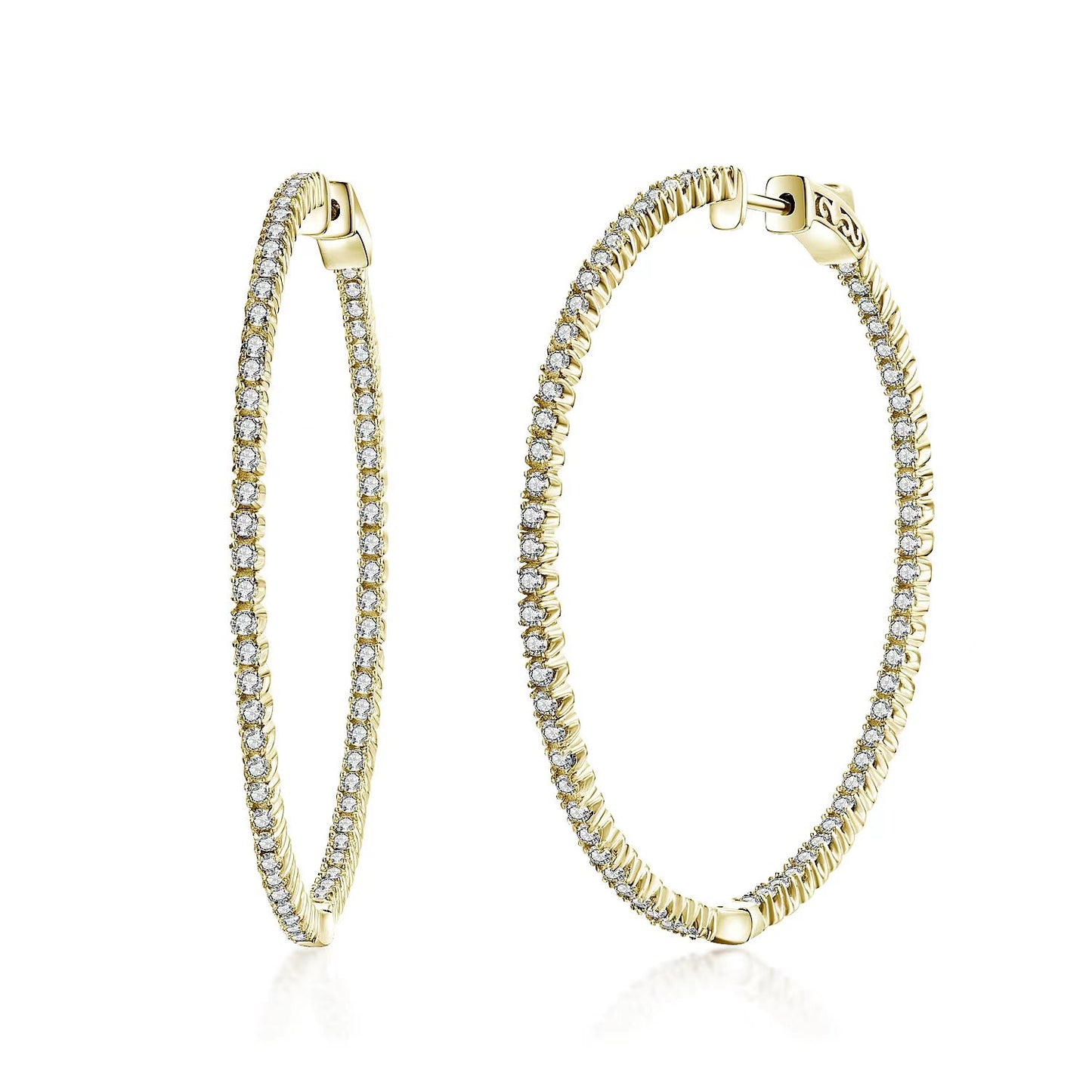 50mm Round CZ Hoop Earrings - HK Jewels