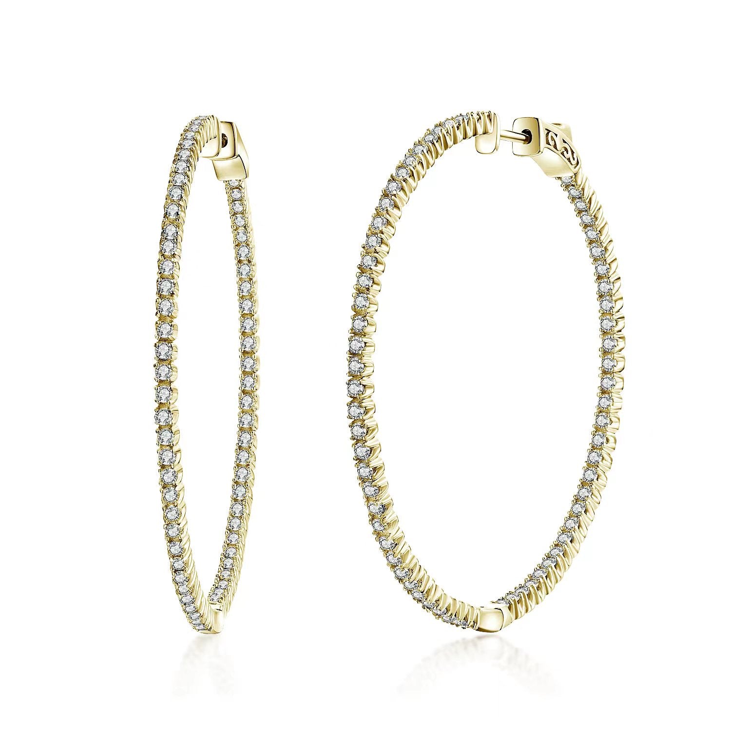 50mm Round CZ Hoop Earrings - HK Jewels
