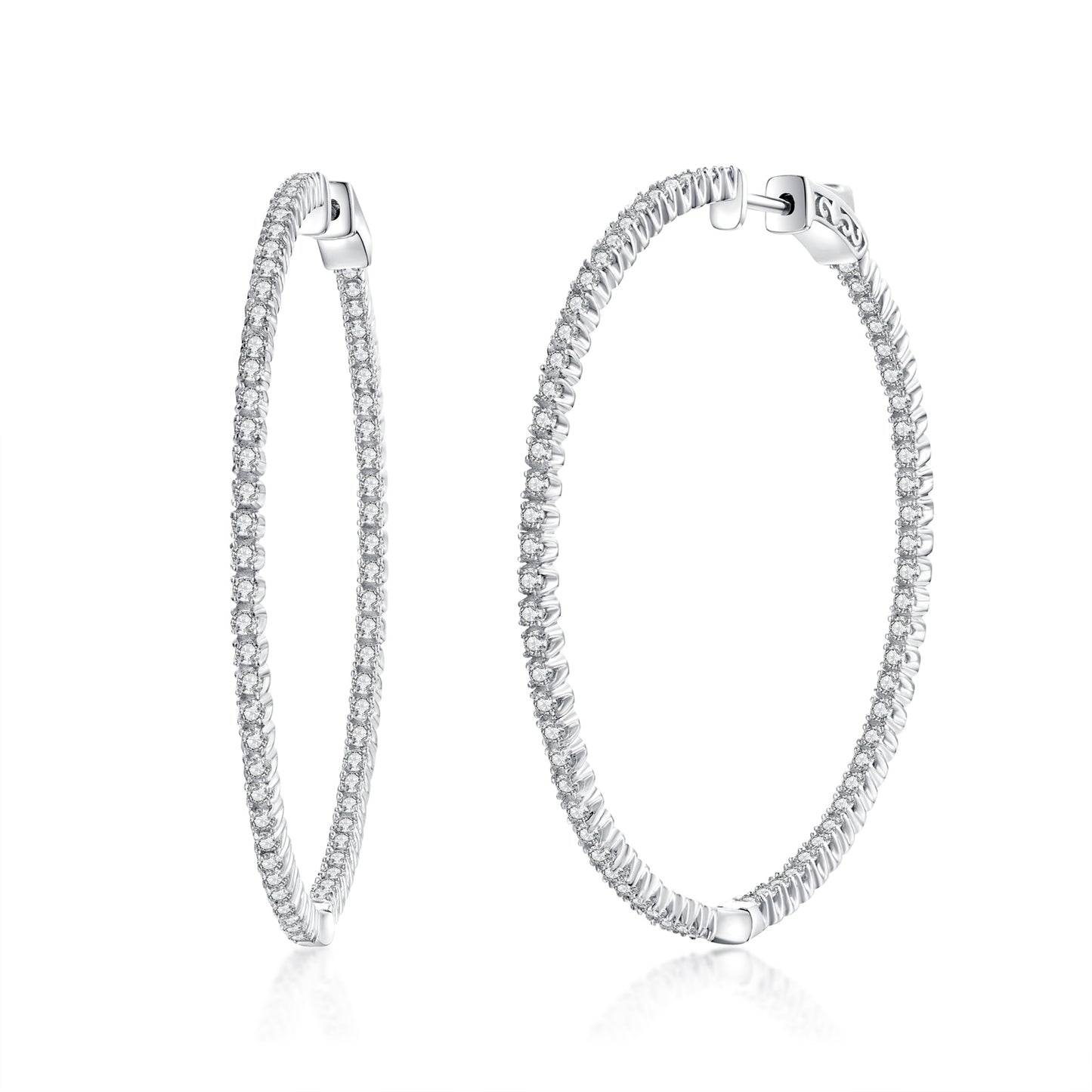 50mm Round CZ Hoop Earrings - HK Jewels
