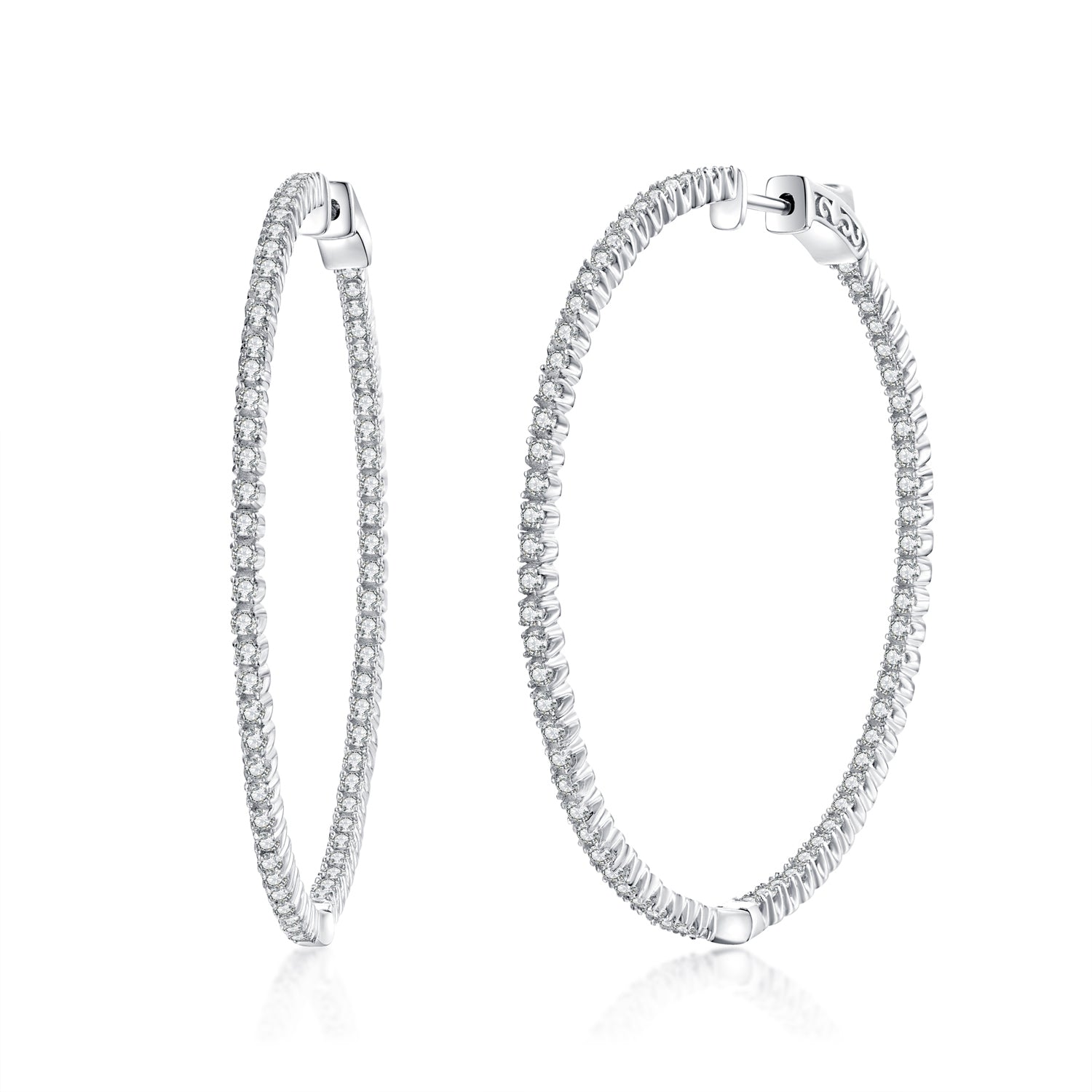 50mm Round CZ Hoop Earrings - HK Jewels