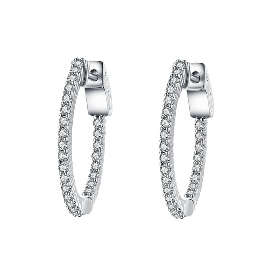 23MM Oval Hoop Earrings with 1.5mm CZs - HK Jewels