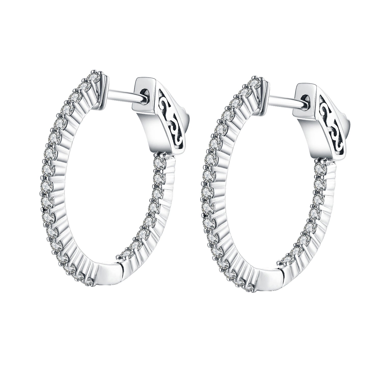 23MM Oval Hoop Earrings with 1.5mm CZs - HK Jewels