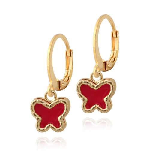 Small Gold Frame Enamel Butterfly Earring - HK Jewels