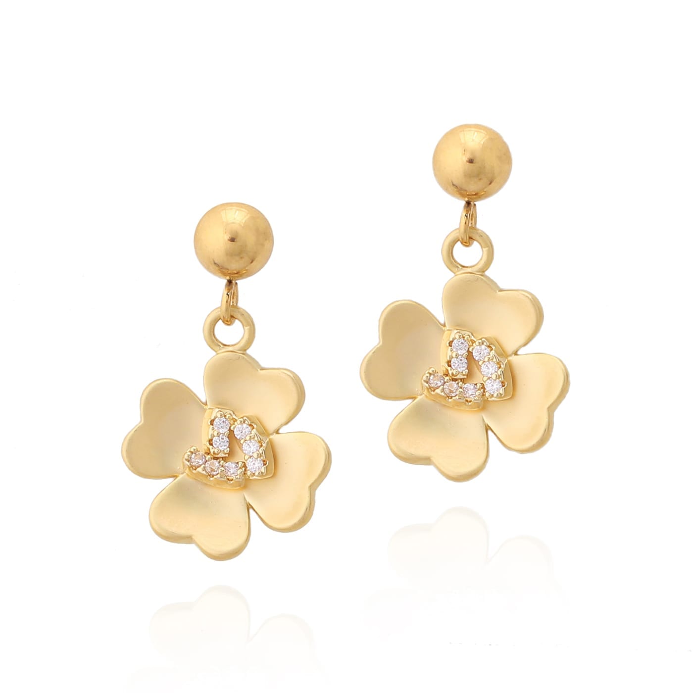 Surgical Steel Matte Gold Four Petal Flower Earring - HK Jewels