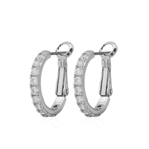 Thin CZ Hoop Huggie Earring-Medium - HK Jewels
