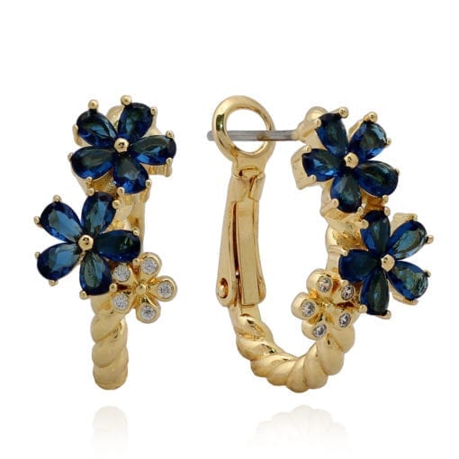 Surgical Steel Triple Flower Twisted Huggie Earring - HK Jewels