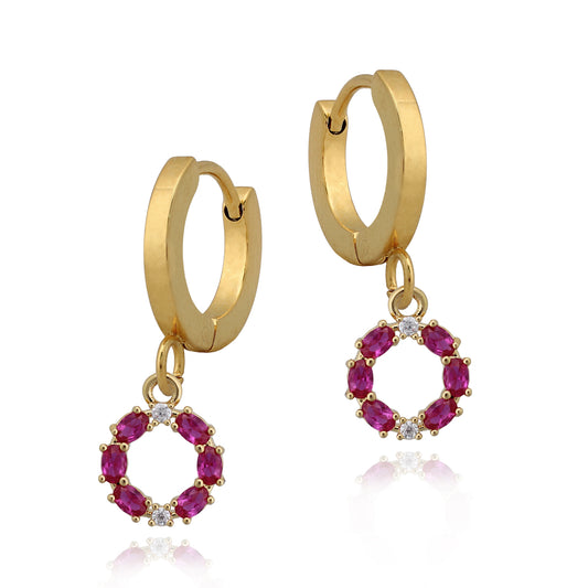 Small Oval Stone Circle Earring - HK Jewels