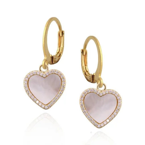 Large Mother-of-Pearl Heart Earring - HK Jewels