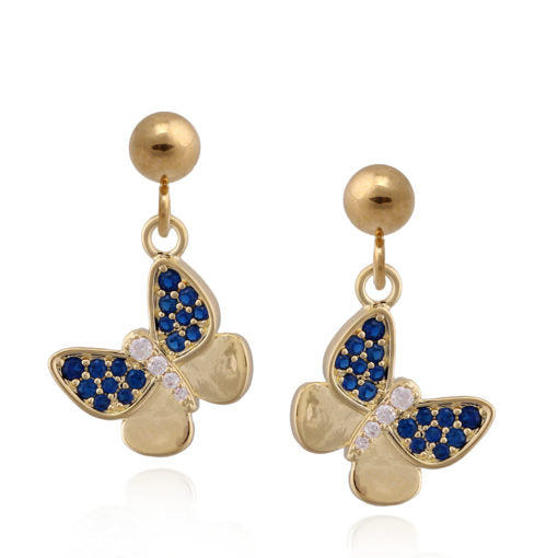 Surgical Steel Micropave CZ Dangling Butterfly Earring - HK Jewels
