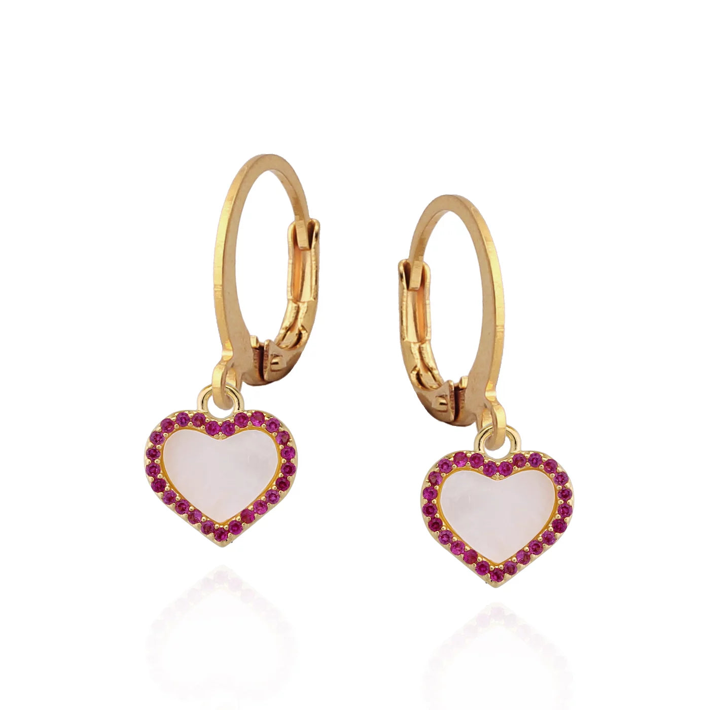 Gold Plated Steel Medium Mother-of-Pearl Heart Earring - HK Jewels