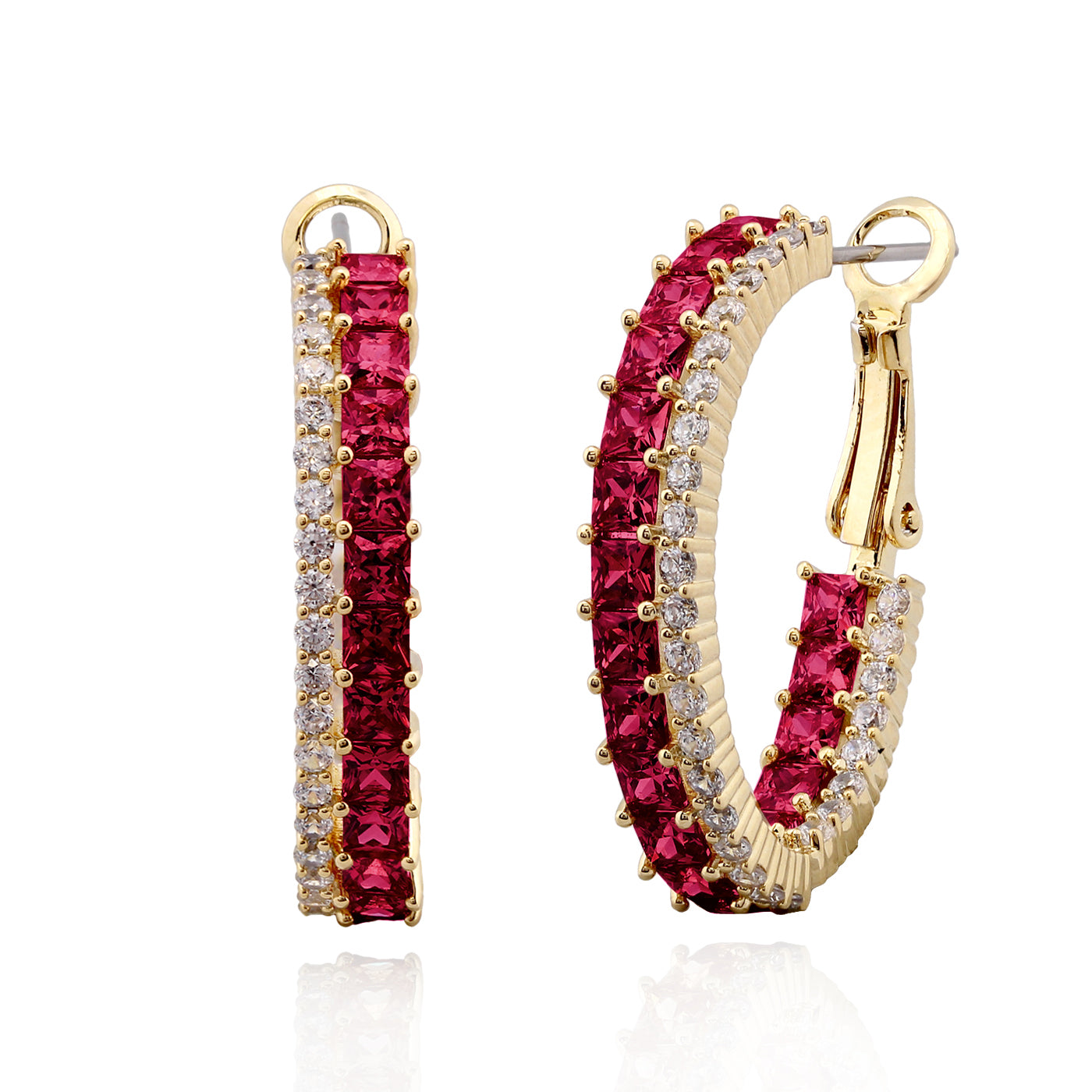 Surgical Steel Square Stones Huggie Earring - HK Jewels