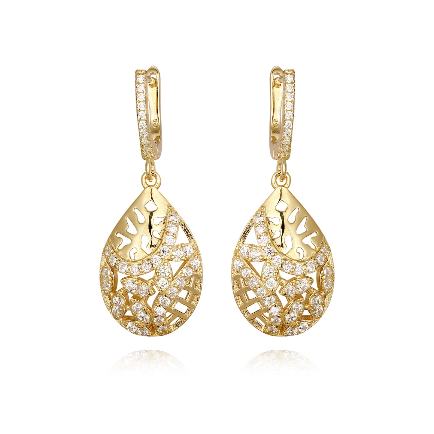 Sterling Silver Teardrop CZ Design Earring - HK Jewels