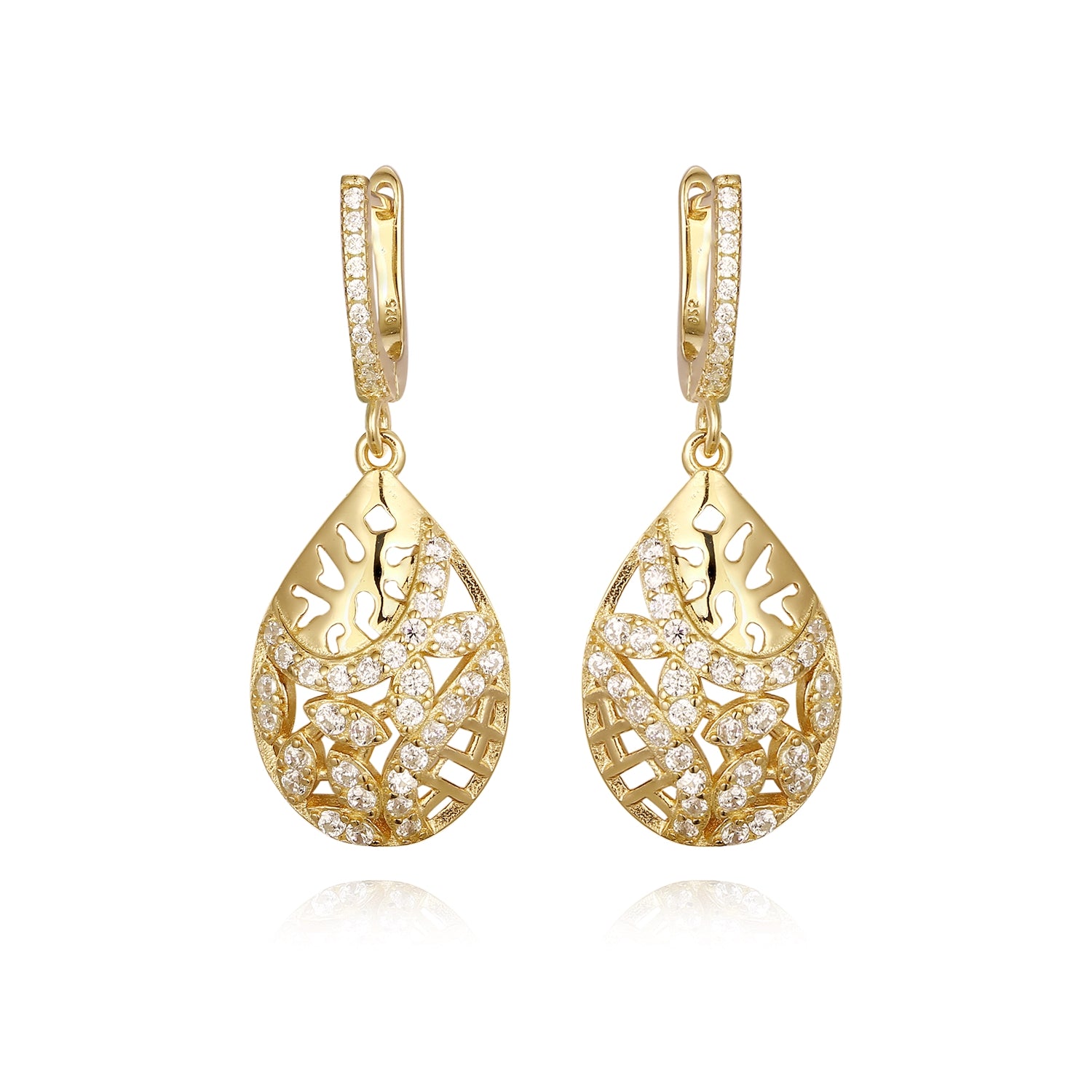 Sterling Silver Teardrop CZ Design Earring - HK Jewels