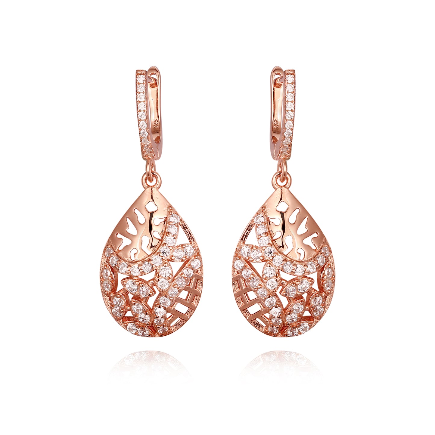 Sterling Silver Teardrop CZ Design Earring - HK Jewels
