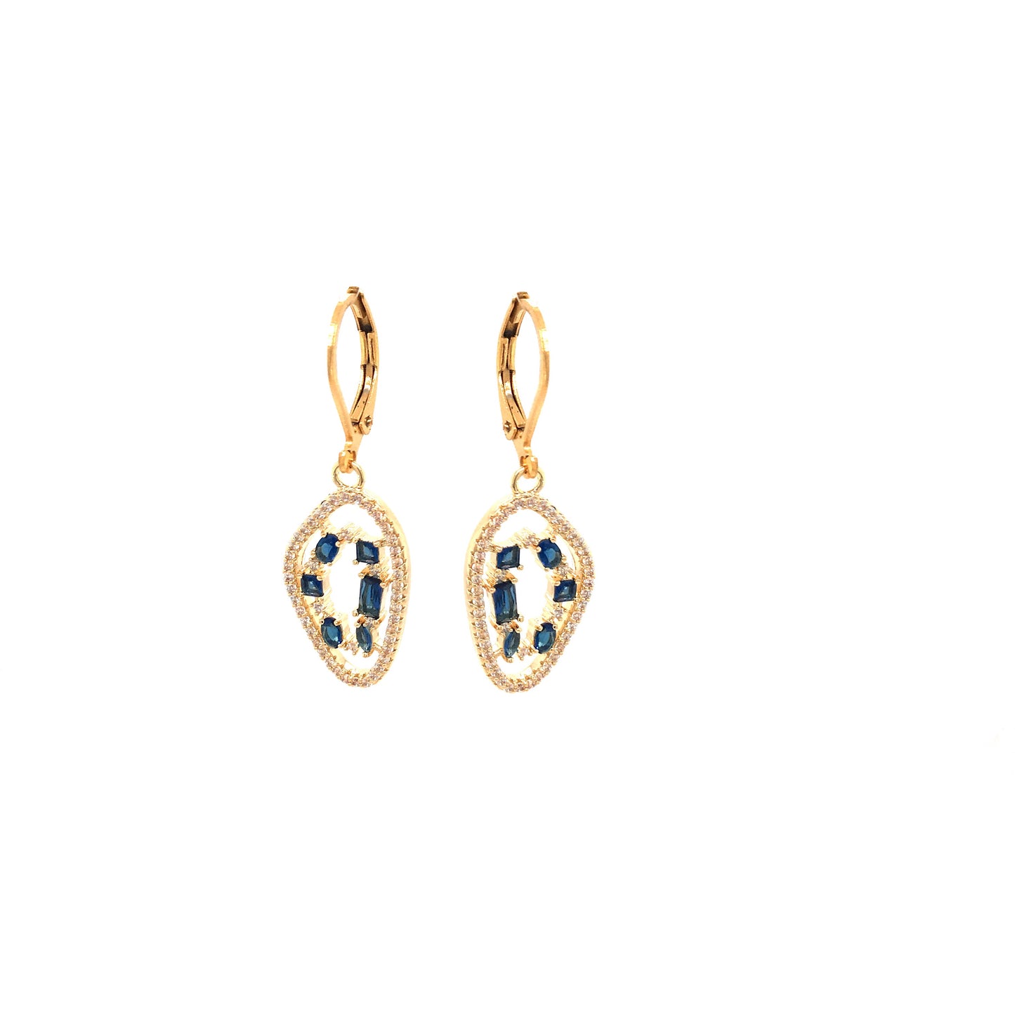 Gold Plated Earring In Natural Stone Shape With Micropave Stones - HK Jewels